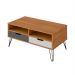 Conjunto de Sala de Estar Estocolmo com Rack 1 PT 2 GV, Adega 2 PT 1 GV, Mesa de Centro 2 GV e Estante 2 PT Carvalho e Cinza