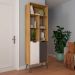 Conjunto de Sala de Estar Estocolmo com Rack 1 PT 2 GV, Adega 2 PT 1 GV, Mesa de Centro 2 GV e Estante 2 PT Carvalho e Cinza