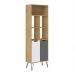 Conjunto de Sala de Estar Estocolmo com Rack 1 PT 2 GV, Adega 2 PT 1 GV, Mesa de Centro 2 GV e Estante 2 PT Carvalho e Cinza