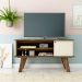 Conjunto de Sala de Estar Frank com Rack 1 PT, Bar e Mesa de Centro Pinho e Off White