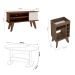 Conjunto de Sala de Estar Frank com Rack 1 PT, Bar e Mesa de Centro Pinho e Off White