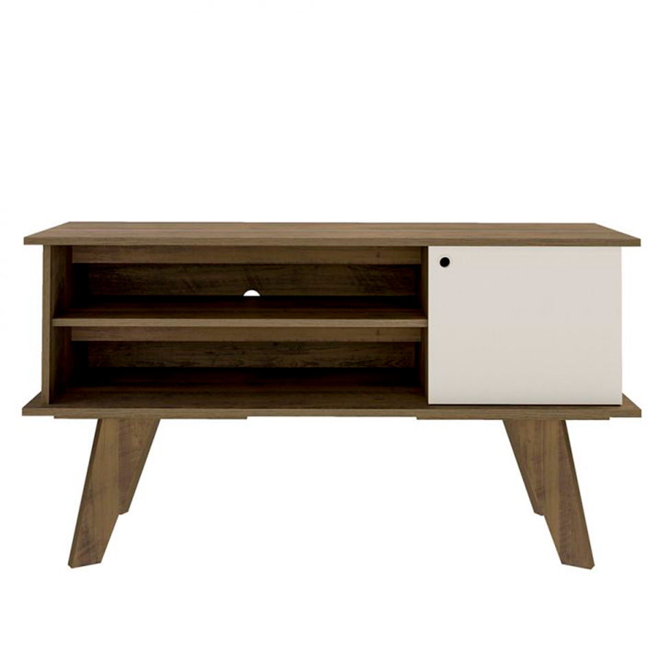 Conjunto de Sala de Estar Frank com Rack 1 PT, Bar e Mesa de Centro Pinho e Off White