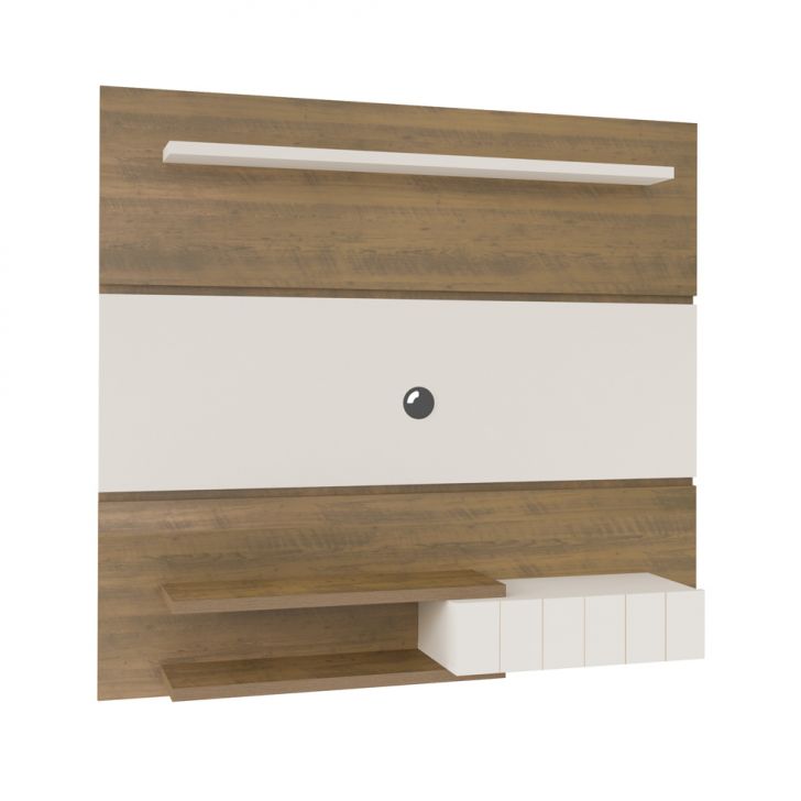 Conjunto de Sala de Estar Monza com Painel para TV até 50 polegadas, Mesa de Centro e Aparador Pinho e Off White