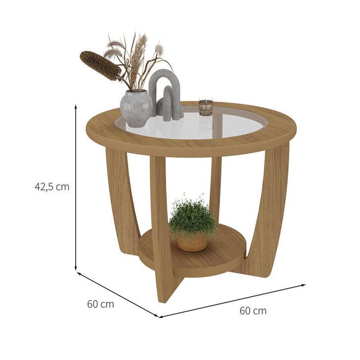 Conjunto de Sala de Estar Nature com Rack para TV até 65 polegadas 1 PT 2 GV, Buffet e Mesa de Centro Carvalho e Terracota