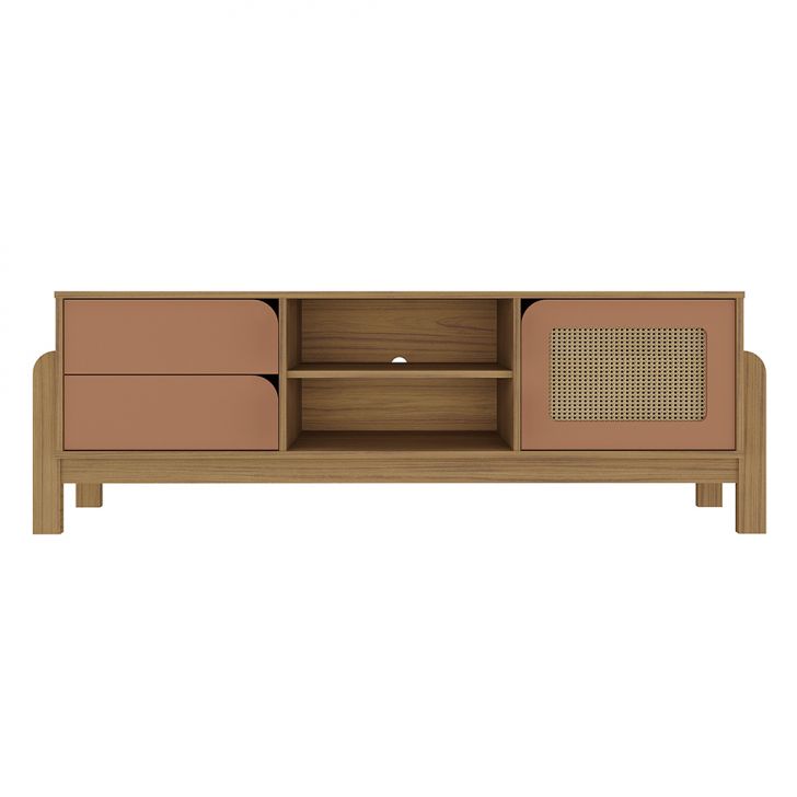 Conjunto de Sala de Estar Nature com Rack para TV até 65 polegadas 1 PT 2 GV, Buffet e Mesa de Centro Carvalho e Terracota