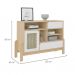 Conjunto de Sala de Estar Nature com Rack para TV até 65 polegadas 1 PT 2 GV, Buffet e Mesa de Centro Naturale e Branco
