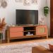 Conjunto de Sala de Estar Nature com Rack para TV até 65 polegadas, Buffet 1 PT 2 GV e Mesa Lateral Carvalho e Terracota