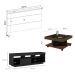 Conjunto de Sala de Estar Treviso com Rack, Painel para TV até 55 polegadas e Mesa de Centro Amêndoa e Preto