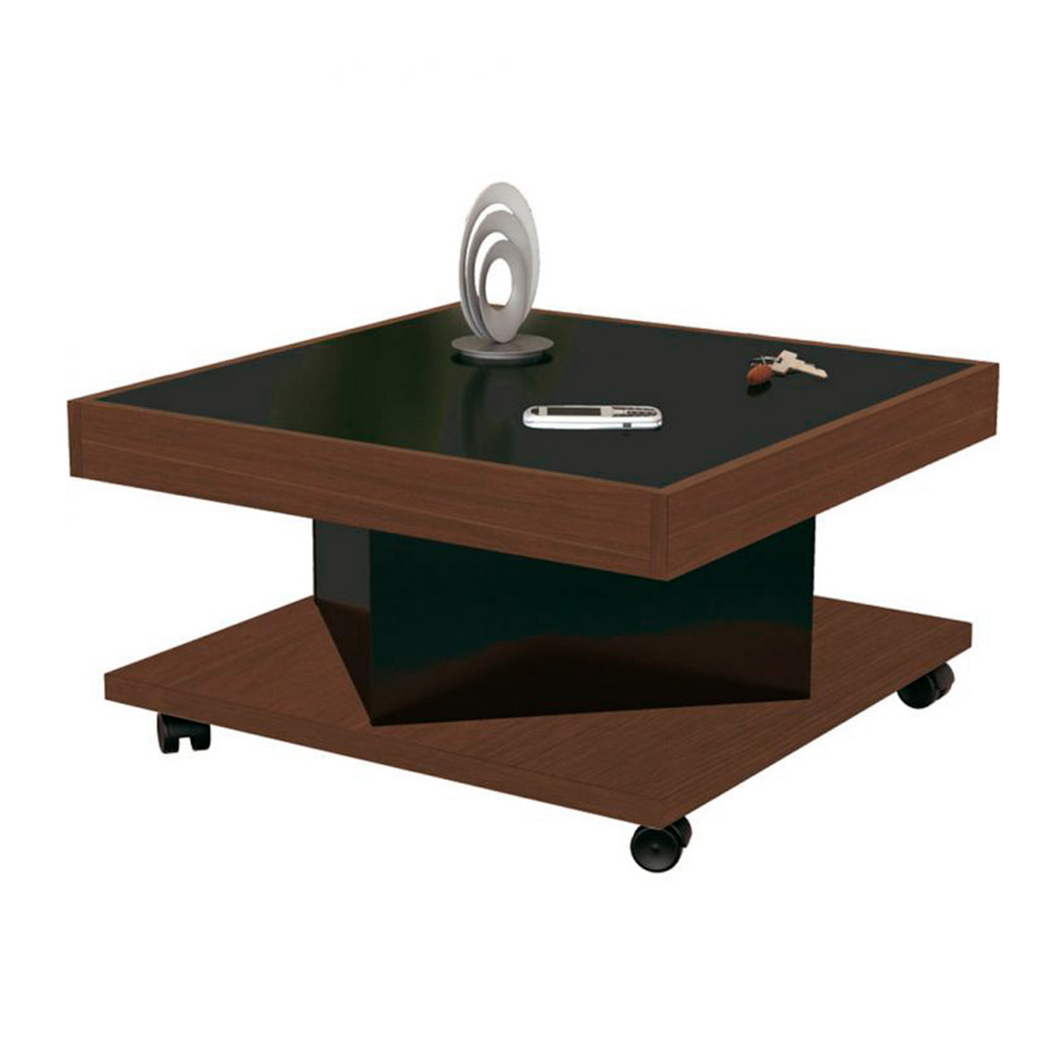 Conjunto de Sala de Estar Treviso com Rack, Painel para TV até 55 polegadas e Mesa de Centro Amêndoa e Preto