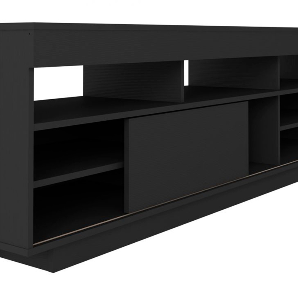 Conjunto de Sala de Estar Treviso com Rack, Painel para TV até 55 polegadas e Mesa de Centro Amêndoa e Preto
