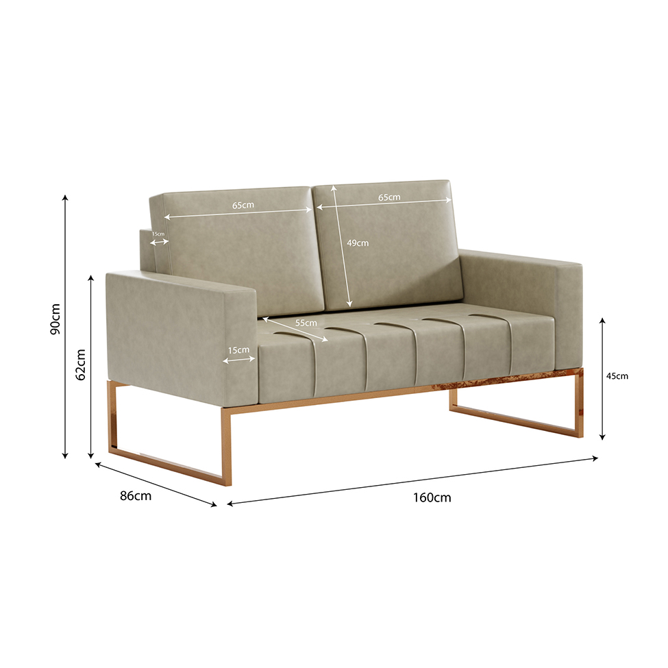 Conjunto de Sofá 2 Lugares com 1 Poltrona Atena Revestimento Sintético Bege