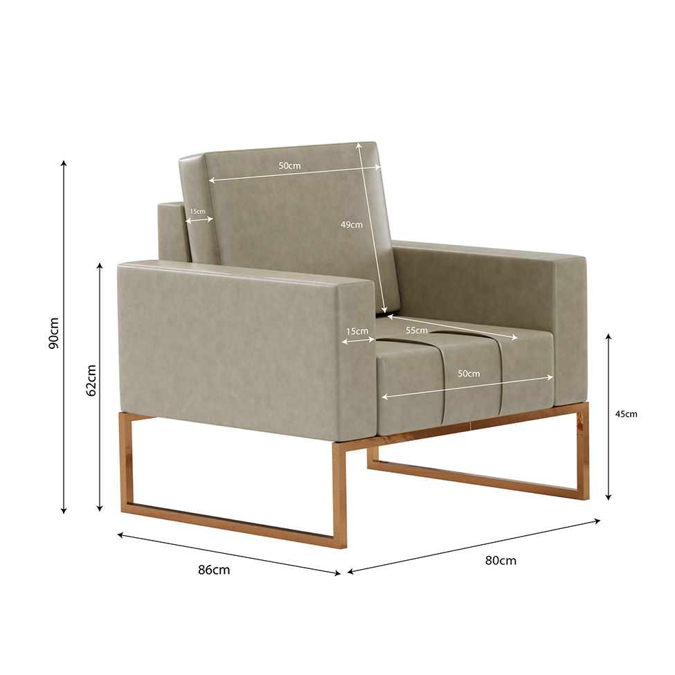 Conjunto de Sofá 2 Lugares com 1 Poltrona Atena Revestimento Sintético Bege