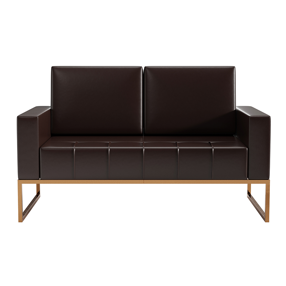 Conjunto de Sofá 2 Lugares com 1 Poltrona Atena Revestimento Sintético Café