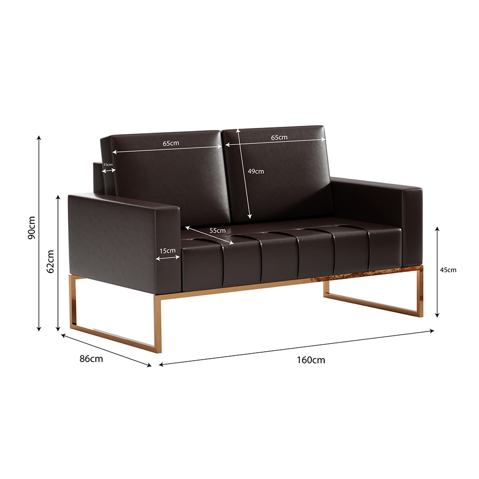 Conjunto de Sofá 2 Lugares com 1 Poltrona Atena Revestimento Sintético Café
