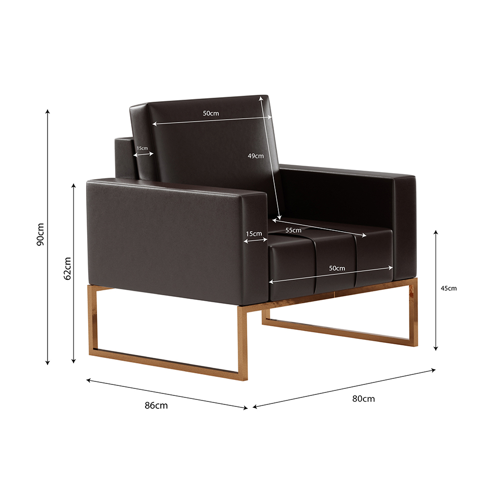 Conjunto de Sofá 2 Lugares com 1 Poltrona Atena Revestimento Sintético Café