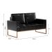 Conjunto de Sofá 2 Lugares com 1 Poltrona Atena Revestimento Sintético Preto
