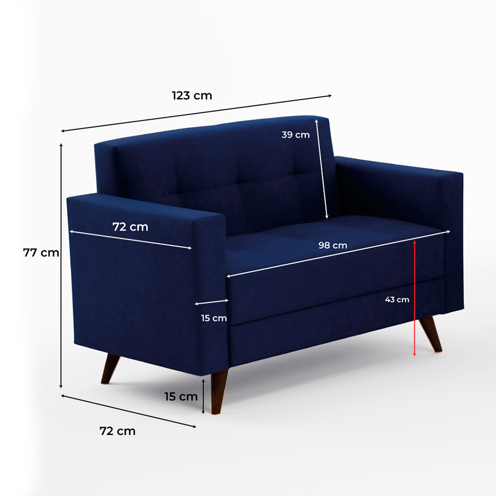 Conjunto de Sofá 2 e 3 Lugares Vitrola Suede Azul