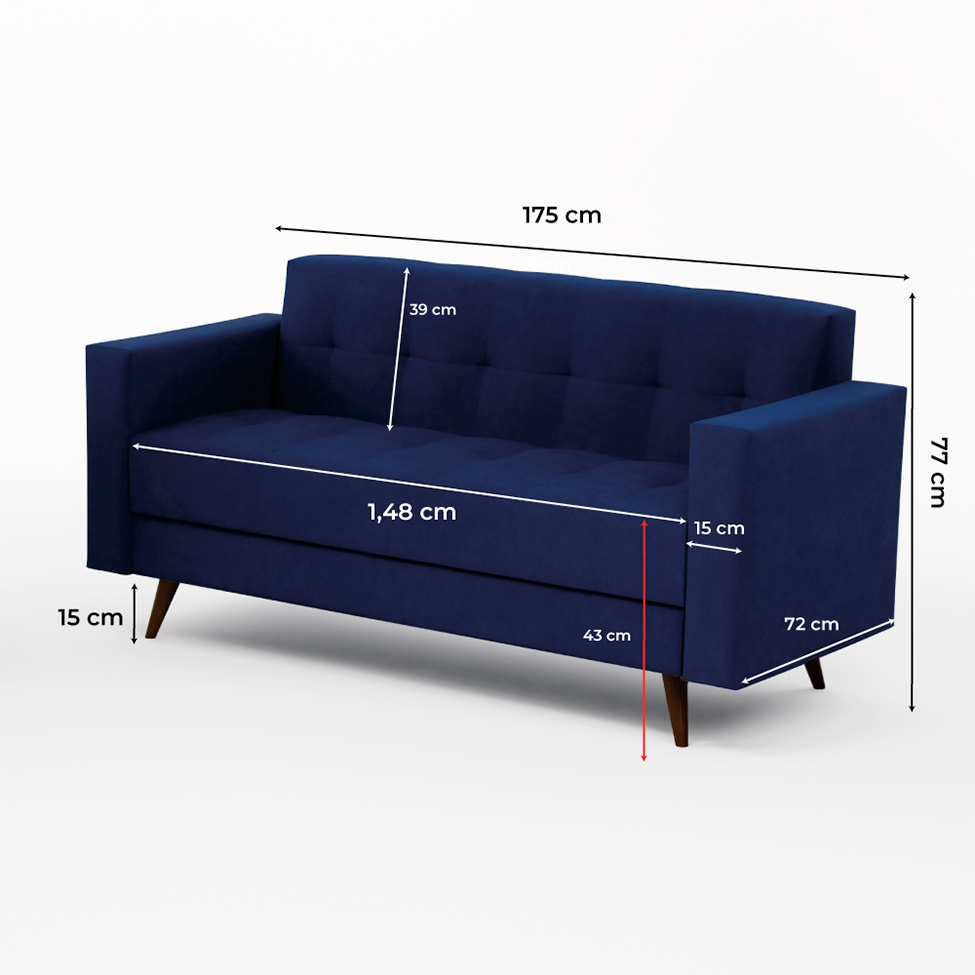 Conjunto de Sofá 2 e 3 Lugares Vitrola Suede Azul