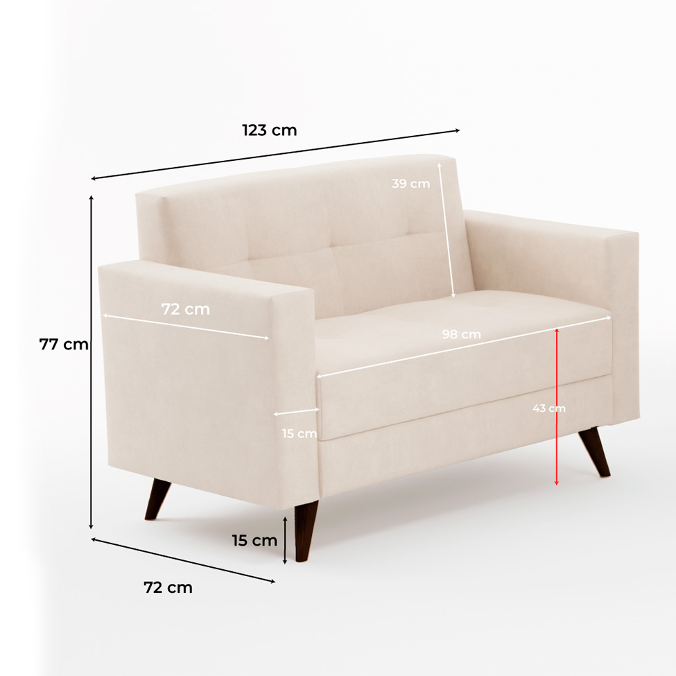 Conjunto de Sofá 2 e 3 Lugares Vitrola Suede Bege