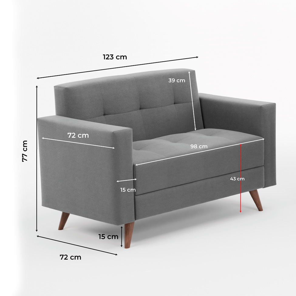 Conjunto de Sofá 2 e 3 Lugares Vitrola Suede Cinza