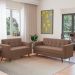 Conjunto de Sofá 2 e 3 Lugares Vitrola Suede Tabaco