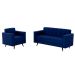 Conjunto de Sofá 3 Lugares com 1 Poltrona Vitrola Suede Azul
