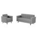 Conjunto de Sofá 3 Lugares com 1 Poltrona Vitrola Suede Cinza