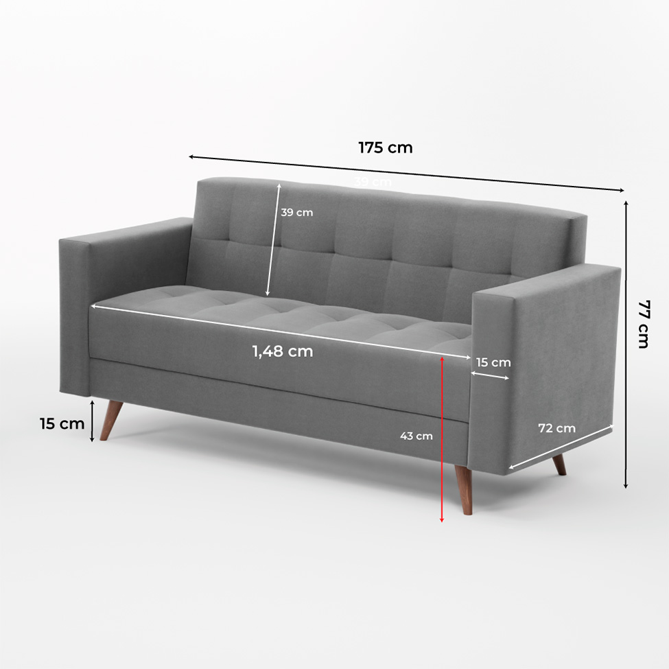 Conjunto de Sofá 3 Lugares com 1 Poltrona Vitrola Suede Cinza