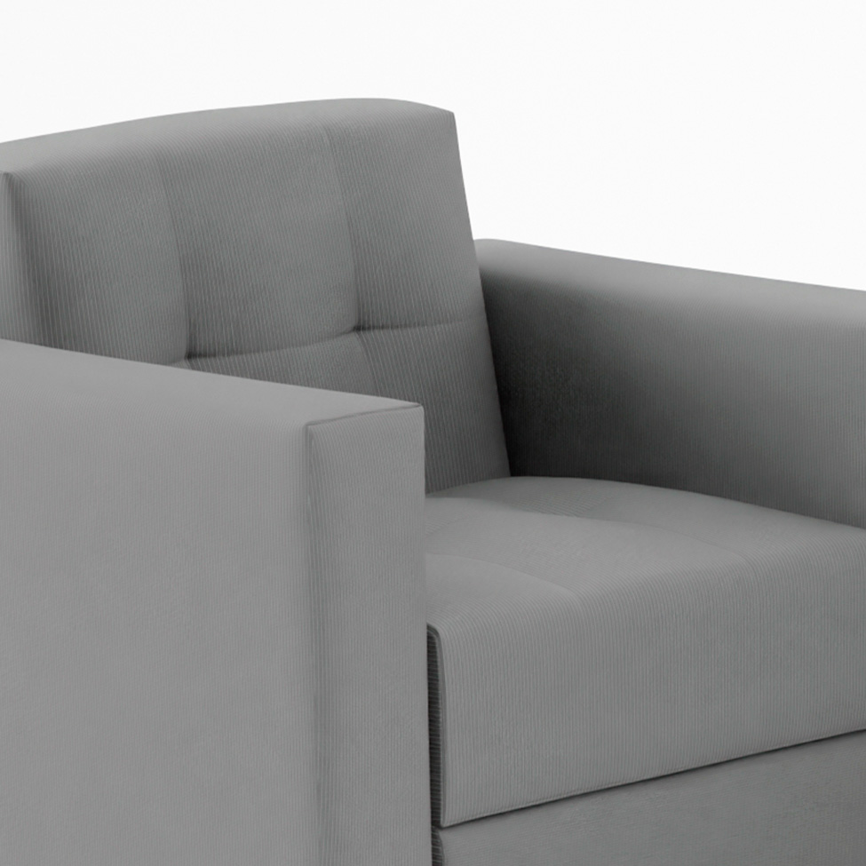 Conjunto de Sofá 3 Lugares com 1 Poltrona Vitrola Suede Cinza