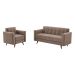 Conjunto de Sofá 3 Lugares com 1 Poltrona Vitrola Suede Tabaco