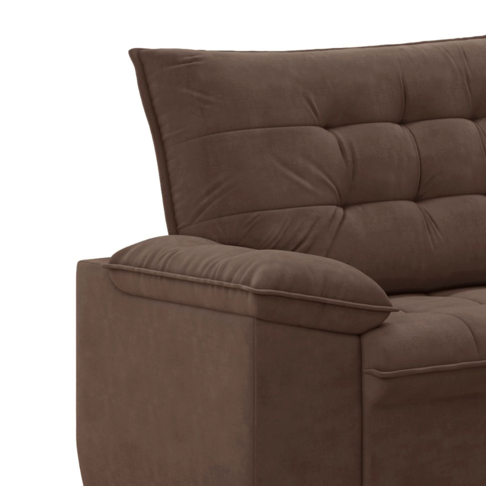 Conjunto de Sofás 2 e 3 Lugares Bertioga Veludo Marrom