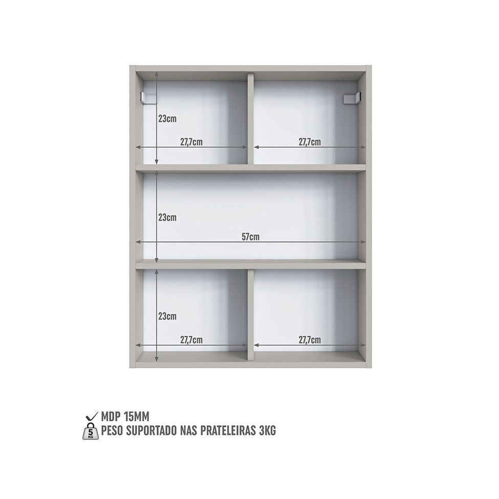 Conjunto para Banheiro com Cuba e Nicho Grace 5 Portas 1 Gaveta Arenas e Mel