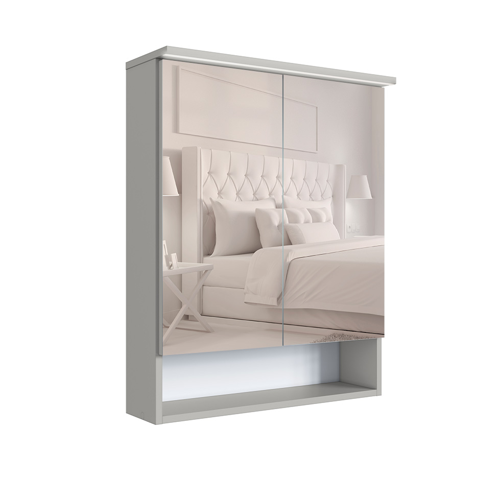 Conjunto para Banheiro com Cuba e Nicho Grace 5 Portas 1 Gaveta Arenas e Mel