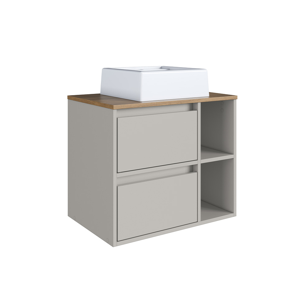 Conjunto para Banheiro com Cuba e Nicho Grace 5 Portas 1 Gaveta Arenas e Mel