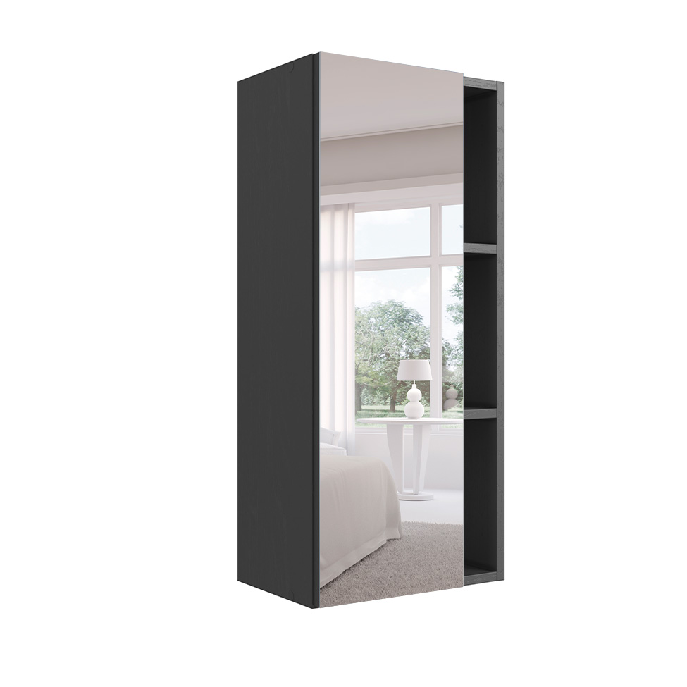 Conjunto para Banheiro com Cuba e Nicho Grace 5 Portas 1 Gaveta Grafite e Mel