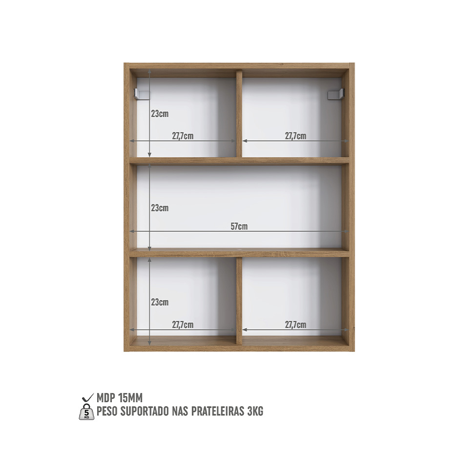 Conjunto para Banheiro com Cuba e Nicho Grace 5 Portas 1 Gaveta Mel e Arenas