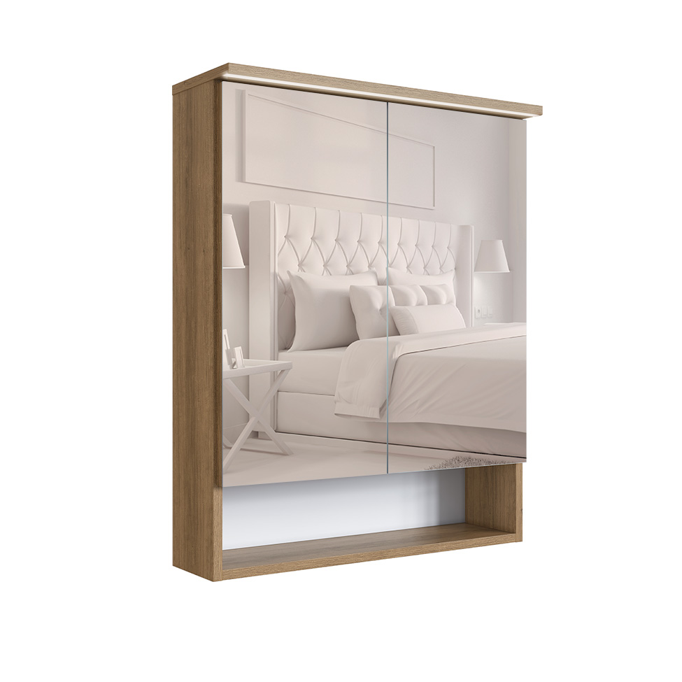 Conjunto para Banheiro com Cuba e Nicho Grace 5 Portas 1 Gaveta Mel e Arenas