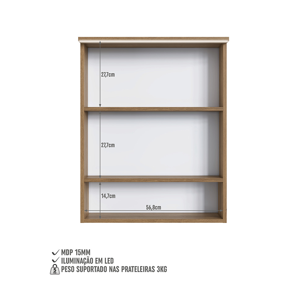 Conjunto para Banheiro com Cuba e Nicho Grace 5 Portas 1 Gaveta Mel e Arenas