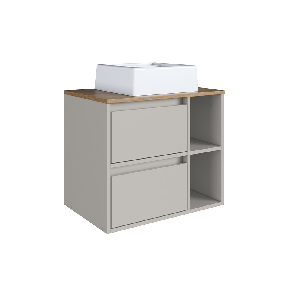 Conjunto para Banheiro com Cuba e Nicho Grace 5 Portas 1 Gaveta Mel e Arenas