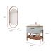 Conjunto para Banheiro com Gabinete Eleonora 1 Porta Pistache e Freijó 85cm e Espelho Decorativo Lumi Cobre