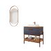 Conjunto para Banheiro com Gabinete Eleonora 1 Porta Titanium e Freijó 65cm e Espelho Decorativo Lumi Cobre
