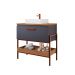 Conjunto para Banheiro com Gabinete Eleonora 1 Porta Titanium e Freijó 85cm e Espelho Decorativo Lumi Cobre
