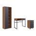 Conjunto para Escritório Office com Escrivaninha 1 GV, Gaveteiro 4 GV e Estante Livreiro 1 PT Grafite e Mel