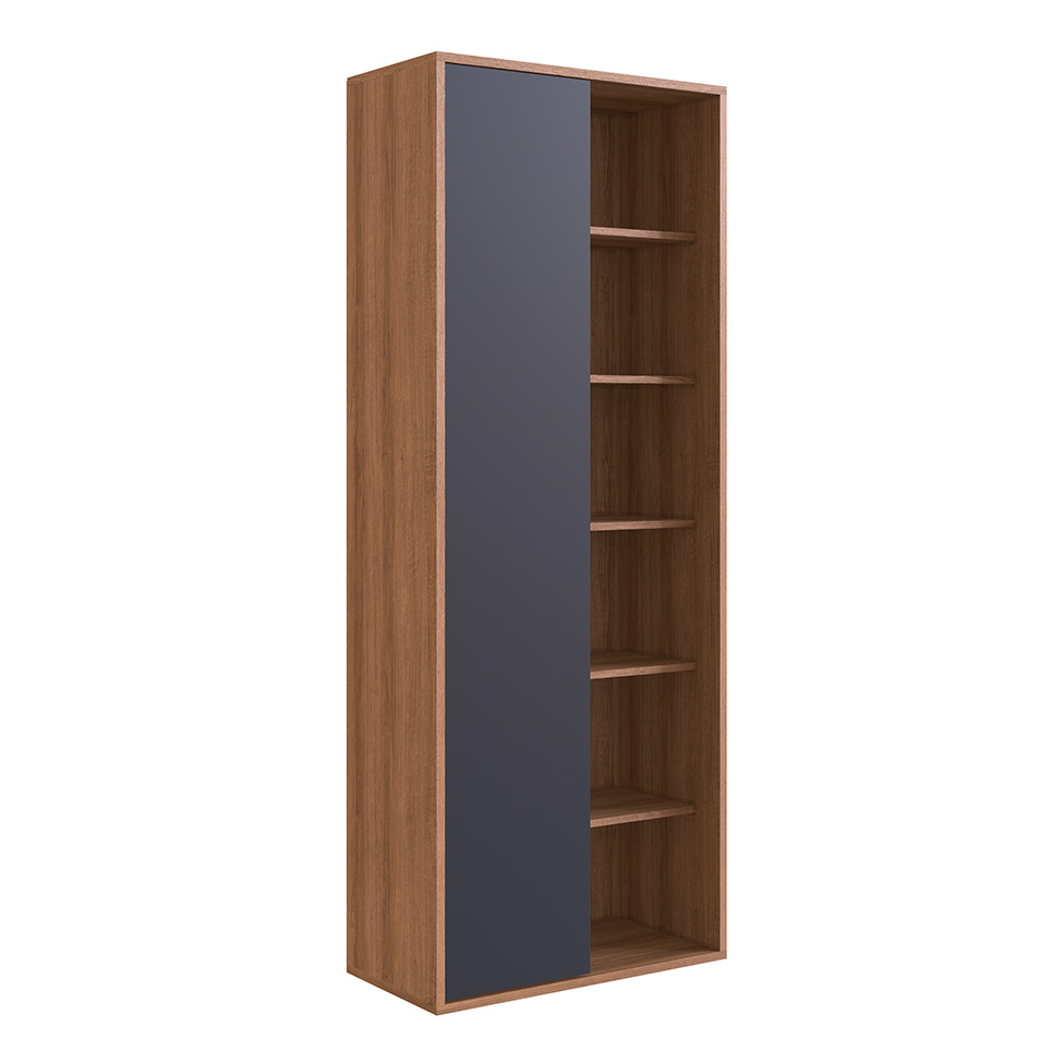 Conjunto para Escritório Office com Escrivaninha 1 GV, Gaveteiro 4 GV e Estante Livreiro 1 PT Grafite e Mel