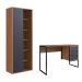 Conjunto para Escritório Office com Escrivaninha 3 GV e Estante Livreiro 1 PT Grafite e Mel