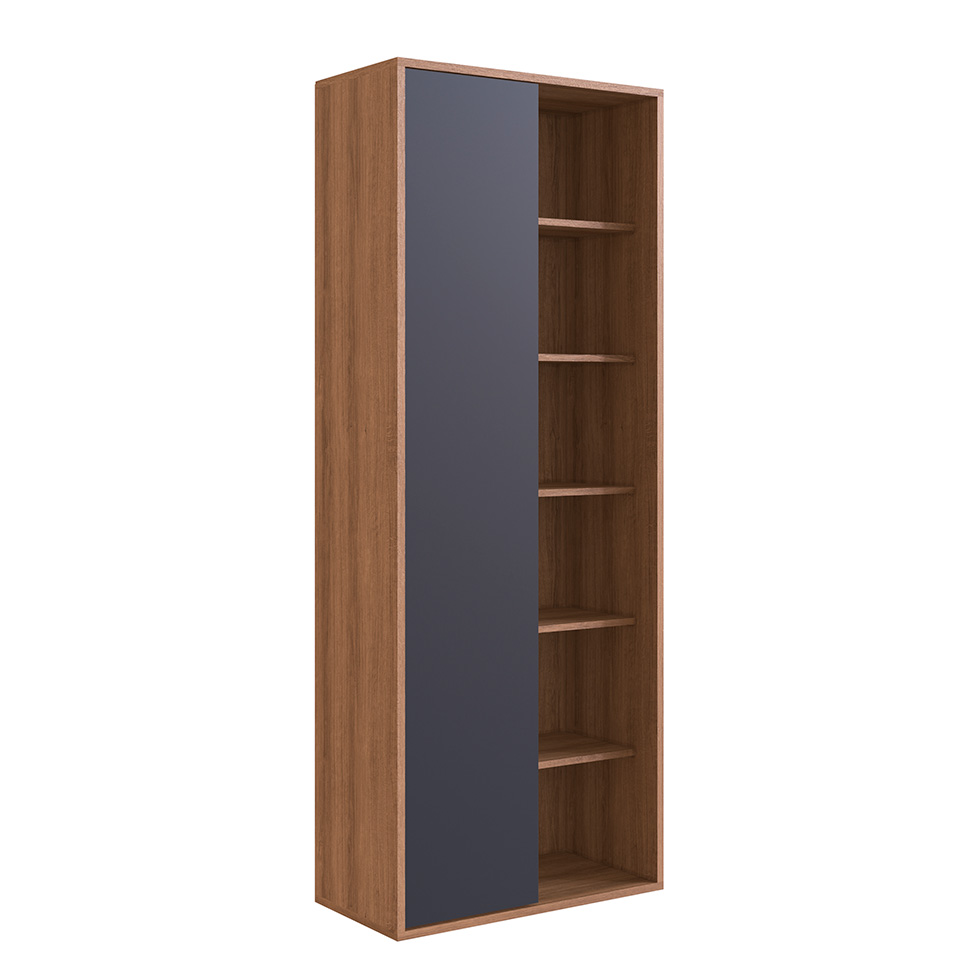 Conjunto para Escritório Office com Escrivaninha 3 GV e Estante Livreiro 1 PT Grafite e Mel