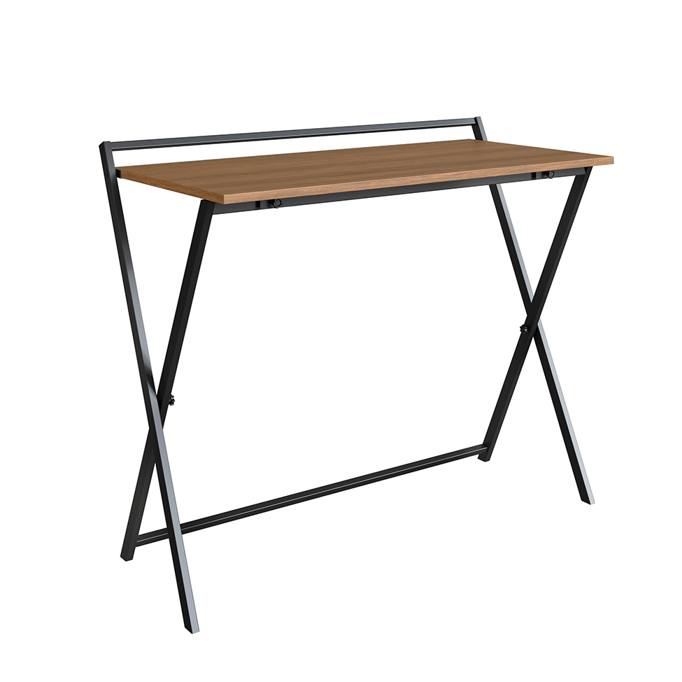 Conjunto para Escritório Paricel com Escrivaninha Dobrável e Estante 40cm Preto e Mel