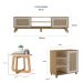 Conjunto para Sala de Estar Charlotte com Rack 2 PT, Buffet 1 PT e Mesa de Centro Carvalho e Off White