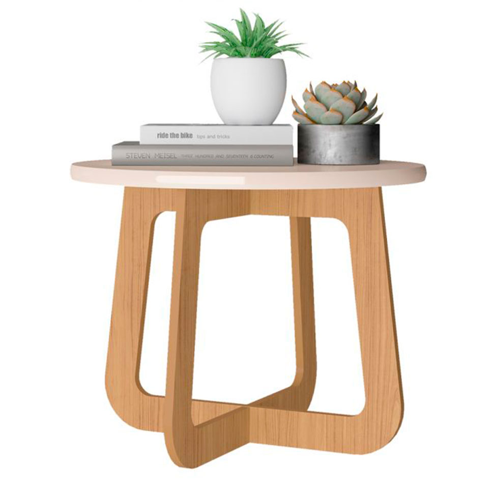 Conjunto para Sala de Estar Charlotte com Rack 2 PT, Buffet 1 PT e Mesa de Centro Carvalho e Off White