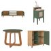 Conjunto para Sala de Estar Charlotte com Rack para TV até 75 Polegadas, Buffet 1 PT, Mesa Letaral 1 PT e Mesa de Centro Carvalho e Menta